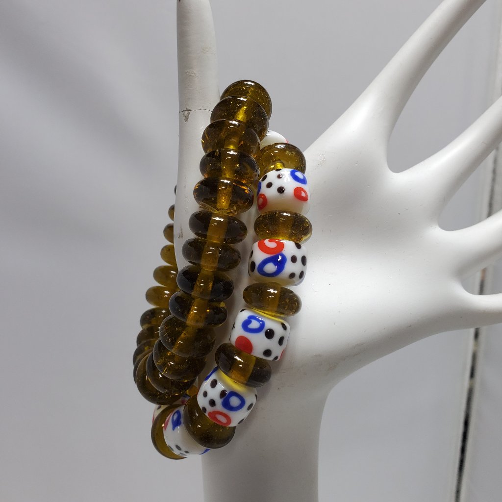 Soft Surroundings 2pc Glass Beaded Multi Color Congo Stretch Bracelet 25$